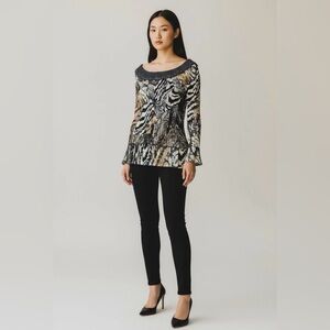 Alberto Makali Y2K Top Stretch Indie Hot Mom Animal Print Office Career Small